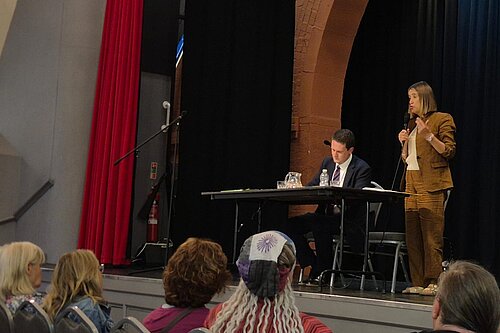 Jane Dodds MS and David Chadwick MP addressing the meeting 1