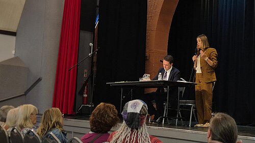 Jane Dodds MS and David Chadwick MP addressing the meeting 1