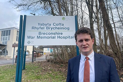 David Chadwick MP in front of local hospital