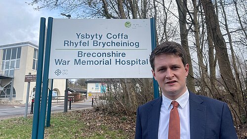 David Chadwick MP in front of local hospital