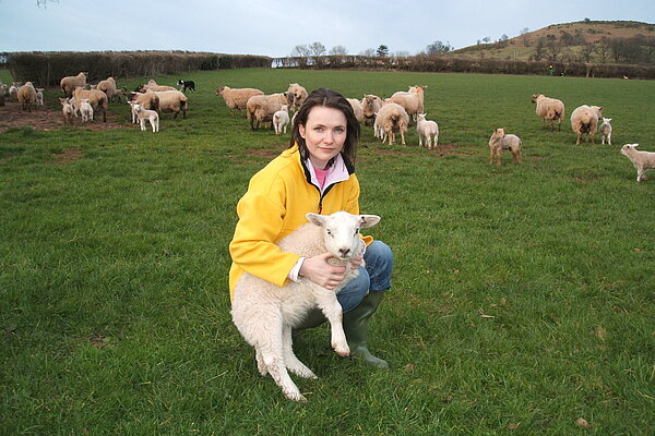 Kirsty Williams with a sheep