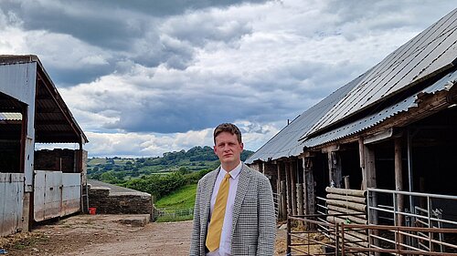 David Chadwick on a farm outside of Brecon