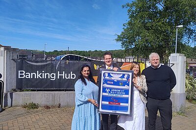 David at the opening of the banking hub in Ystradgynlais