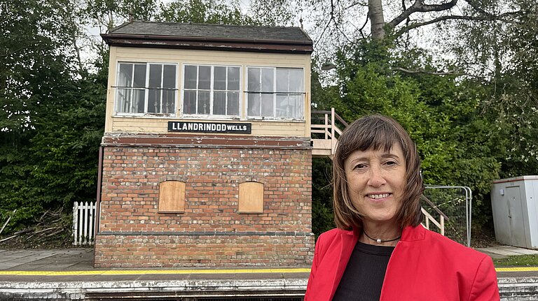 Jane infront of Llandrindod station