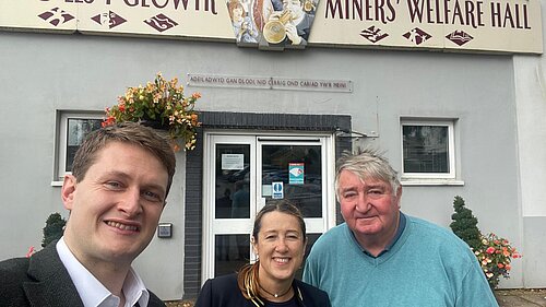 David Chadwick, Jane Dodds and Roger Williams outside the Welfare
