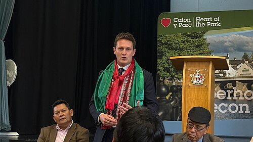 David Chadwick addressing Gurkha veterans