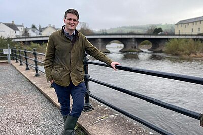 David Chadwick in front of the River Usk